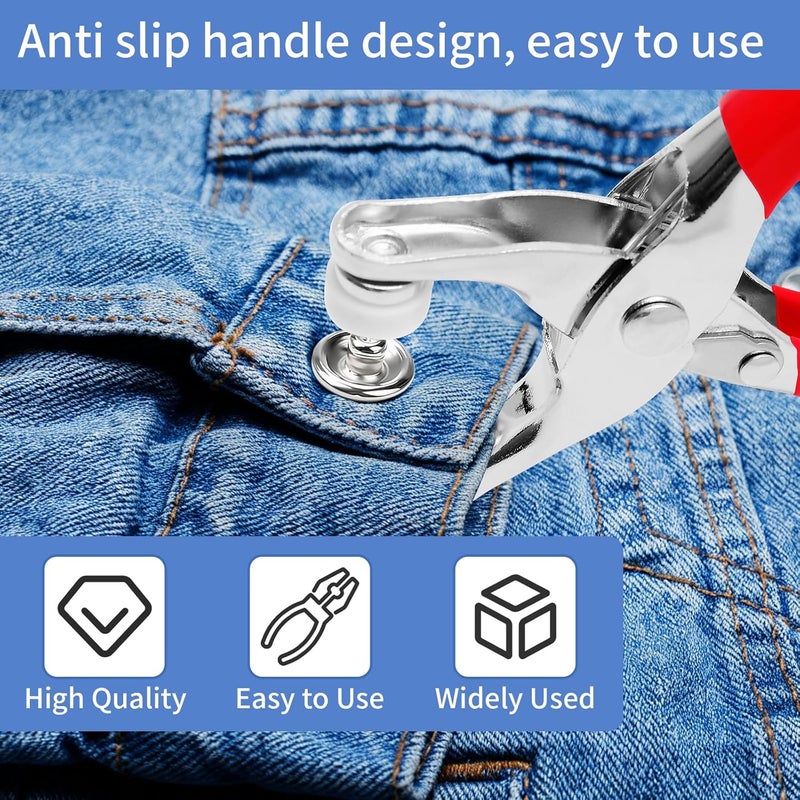 Vintex 100Set Metal Snap Button Kit - Silver Hollow Snaps for Fabric, 9.5mm Sewing Button Snaps for DIY Crafts, Clothing & Sewing Projects(Not Tools) - Image 4